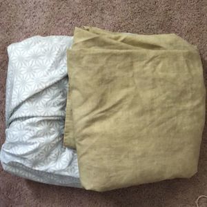 2 colored fitted full sheets- tan and snowflake- preowned